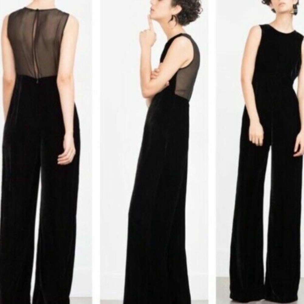 Zara Black Sheer Back Jumpsuit
